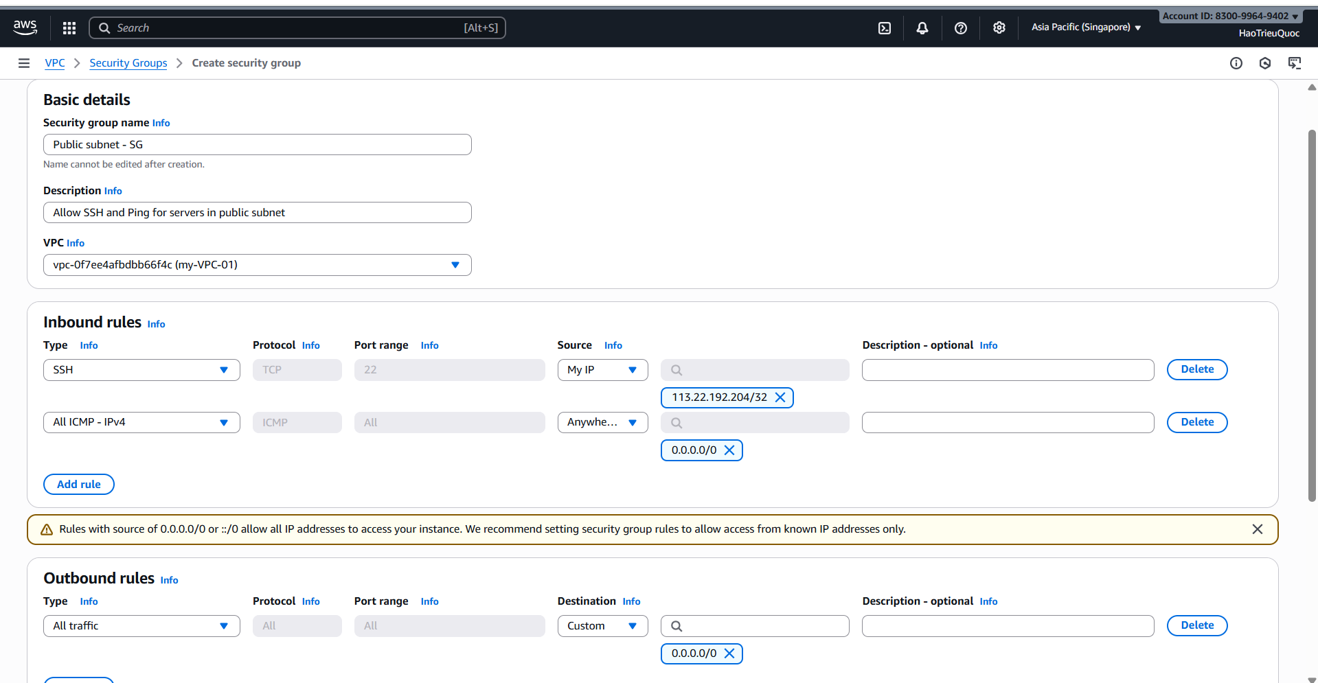 Create Sercurity Groups