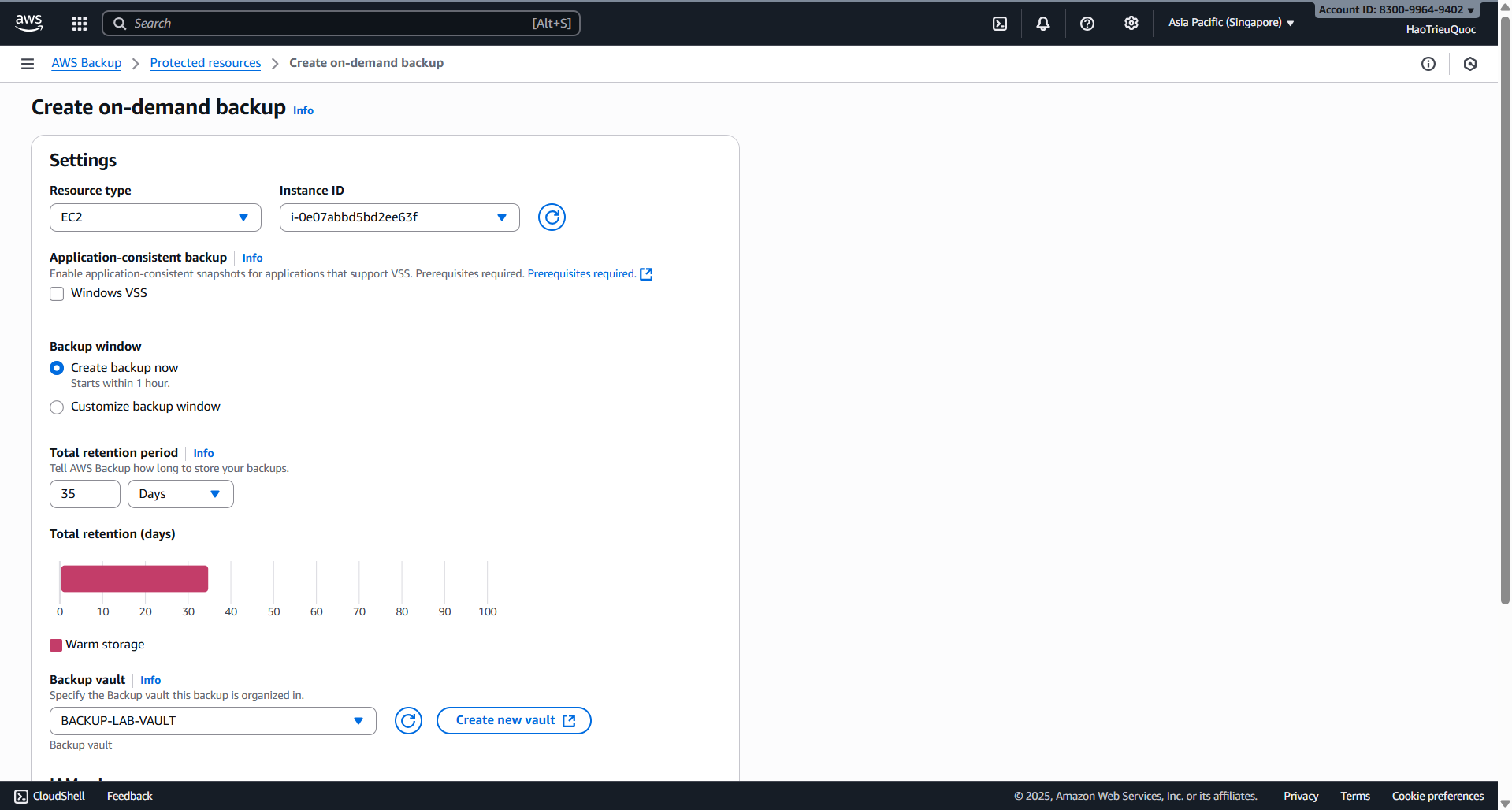 Create on-demand backup