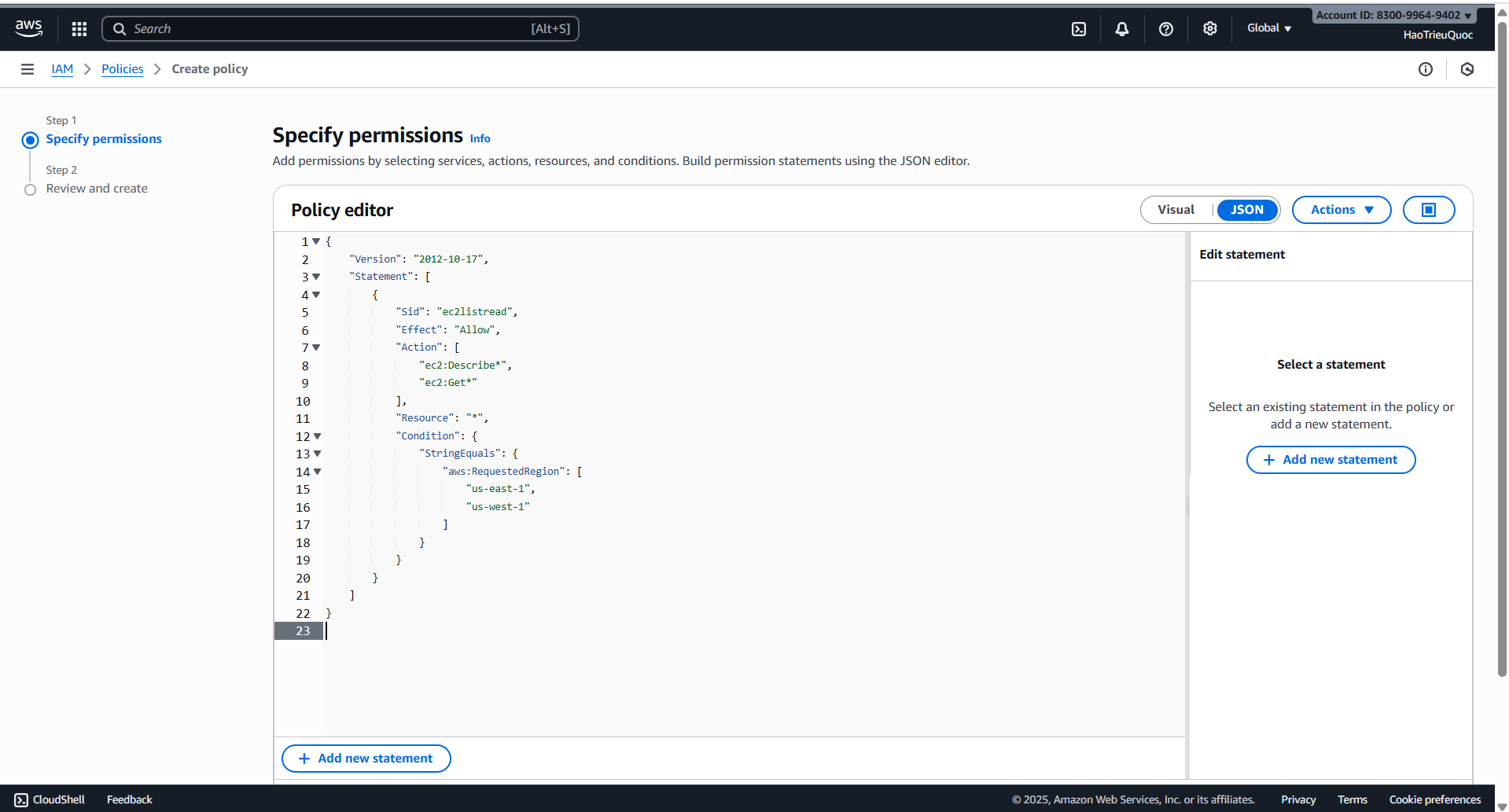 Policy ec2-list-read