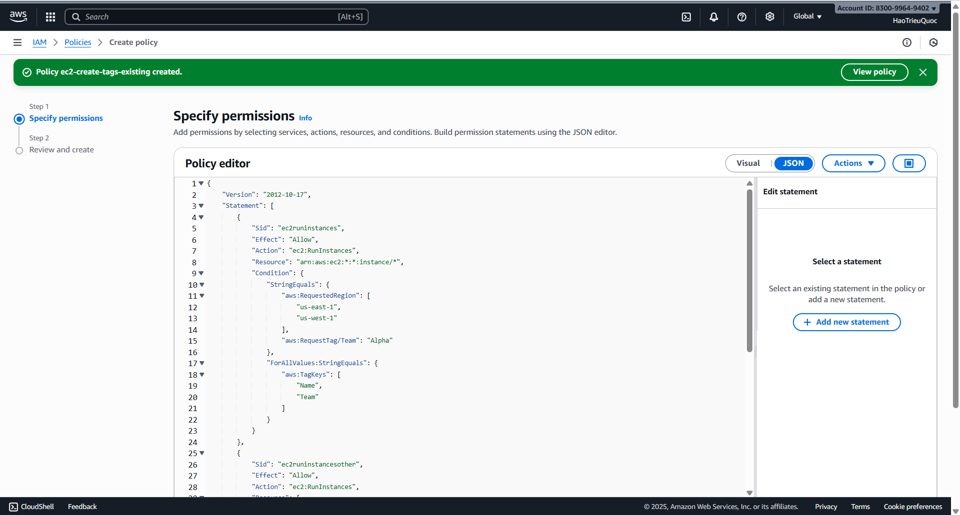 Policy ec2-run-instances