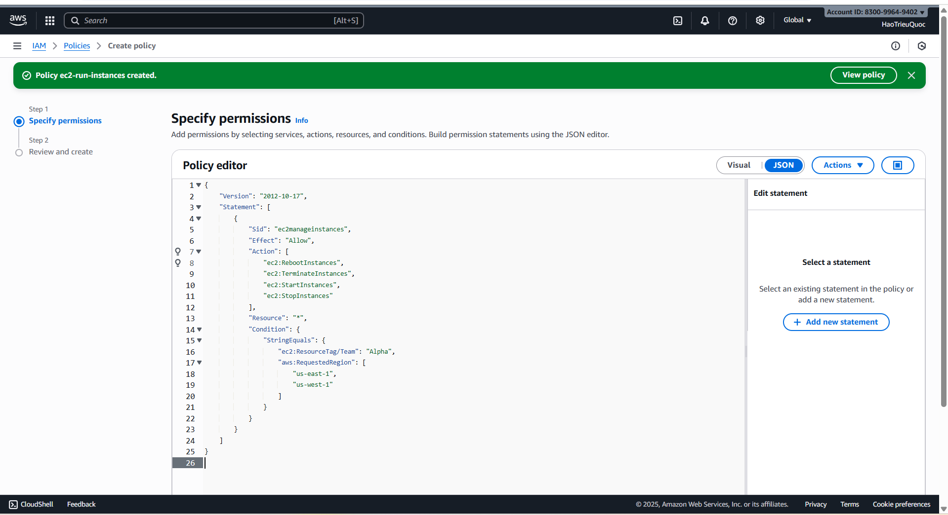 Policy ec2-manage-instances