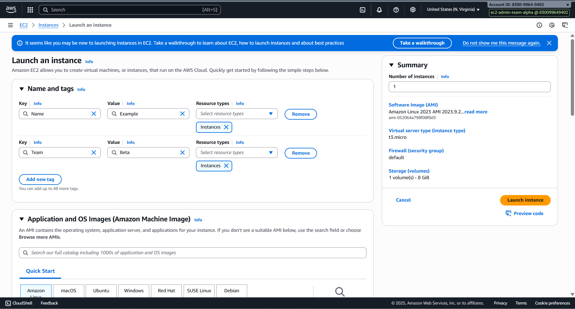 Create EC2 with tag name Beta